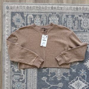 Zara Tan Crop Sweater Size Small BNWT